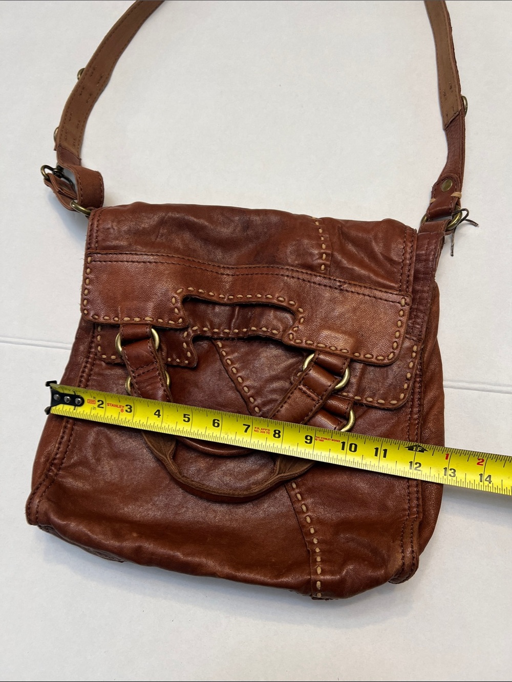 VINTAGE LUCKY BRAND ABBEY ROAD BROWN LAMB LEATHER FOLD-OVER CROSSBODY BAG - Picture 16 of 16